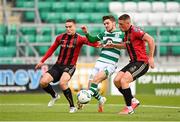 5 September 2020; Dylan Watts of Shamrock Rovers in action against Anthony Breslin and Dan Casey of Bohemians during the SSE Airtricity League Premier Division match between Shamrock Rovers and Bohemians at Tallaght Stadium in Dublin. Photo by Seb Daly/Sportsfile