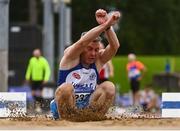6 September 2020; Colm Mcnally of Lusk AC, Dublin, competing in the M50 Men's Long Jump event during the Irish Life Health National Masters Track and Field Championships at Morton Stadium in Santry, Dublin. Photo by Sam Barnes/Sportsfile