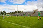 6 September 2020; The Carrickmacross team warm up in front of an empty ground prior to the Monaghan County Senior Football Championship Semi-Final between Scotstown and Carrickmacross Emmets at St Tiernach's Park in Clones, Monaghan. Photo by Philip Fitzpatrick/Sportsfile
