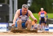 6 September 2020; Colm Mcnally of Lusk AC, Dublin, competing in the M50 Men's Long Jump  event during the Irish Life Health National Masters Track and Field Championships at Morton Stadium in Santry, Dublin. Photo by Sam Barnes/Sportsfile
