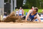 6 September 2020; Tom O Brien of Waterford AC, competing in the M50 Men's Long Jump  event during the Irish Life Health National Masters Track and Field Championships at Morton Stadium in Santry, Dublin. Photo by Sam Barnes/Sportsfile