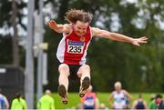 6 September 2020; Johnny Murphy of Ennis Track AC, Clare, competing in the M55 Men's Long Jump event during the Irish Life Health National Masters Track and Field Championships at Morton Stadium in Santry, Dublin. Photo by Sam Barnes/Sportsfile