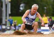 6 September 2020; Joe Gough of West Waterford AC, Waterford, competing in the M65 Men's Long Jump event during the Irish Life Health National Masters Track and Field Championships at Morton Stadium in Santry, Dublin. Photo by Sam Barnes/Sportsfile