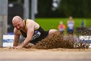 6 September 2020; Fabian Mcnamee of Omagh Harriers, Tyrone, competing in the M40 Men's Long Jump event during the Irish Life Health National Masters Track and Field Championships at Morton Stadium in Santry, Dublin. Photo by Sam Barnes/Sportsfile