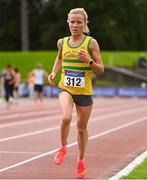 6 September 2020; Ciara Hickey of Brothers Pearse AC, Dublin, competing in the F40 Women's 3000m event during the Irish Life Health National Masters Track and Field Championships at Morton Stadium in Santry, Dublin. Photo by Sam Barnes/Sportsfile