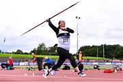 6 September 2020; Fiona Smith Keegan of Donore Harriers, Dublin, competing in the F45 Women's Javelin event during the Irish Life Health National Masters Track and Field Championships at Morton Stadium in Santry, Dublin. Photo by Sam Barnes/Sportsfile