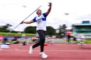 6 September 2020; Denis Delany of Dunboyne AC, Meath, competing in the M50 Men's Javelin  event during the Irish Life Health National Masters Track and Field Championships at Morton Stadium in Santry, Dublin. Photo by Sam Barnes/Sportsfile