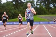 6 September 2020; Shane Sheridan of Dundrum South Dublin AC, competing in the  M60 Men's 200m event during the Irish Life Health National Masters Track and Field Championships at Morton Stadium in Santry, Dublin. Photo by Sam Barnes/Sportsfile