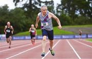 6 September 2020; Shane Sheridan of Dundrum South Dublin AC, competing in the  M60 Men's 200m event during the Irish Life Health National Masters Track and Field Championships at Morton Stadium in Santry, Dublin. Photo by Sam Barnes/Sportsfile