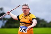 6 September 2020; Brian Hayes of Leevale AC, Cork, competing in the M45 Men's Javelin event during the Irish Life Health National Masters Track and Field Championships at Morton Stadium in Santry, Dublin. Photo by Sam Barnes/Sportsfile