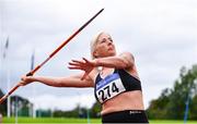 6 September 2020; Geraldine Finegan of North East Runners AC, competing in the F50 Women's Javelin event during the Irish Life Health National Masters Track and Field Championships at Morton Stadium in Santry, Dublin. Photo by Sam Barnes/Sportsfile