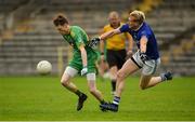 6 September 2020; Peter O'Hanlon of Carrickmacross in action against James Hamill of Scotstownsc24 during the Monaghan County Senior Football Championship Semi-Final between Scotstown and Carrickmacross Emmets at St Tiernach's Park in Clones, Monaghan. Photo by Philip Fitzpatrick/Sportsfile