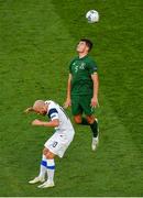 6 September 2020; John Egan of Republic of Ireland in action against Teemu Pukki of Finland during the UEFA Nations League B match between Republic of Ireland and Finland at the Aviva Stadium in Dublin. Photo by Seb Daly/Sportsfile