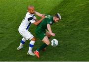 6 September 2020; Aaron Connolly of Republic of Ireland in action against Nikolai Alho of Finland during the UEFA Nations League B match between Republic of Ireland and Finland at the Aviva Stadium in Dublin. Photo by Seb Daly/Sportsfile