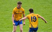 6 September 2020; Connell Dempsey, left, and team-mate Sean Ruttledge of Knockmore celebrate at the final whistle of the Mayo County Senior Football Championship Semi-Final match between Knockmore and Ballina Stephenites at Elvery's MacHale Park in Castlebar, Mayo. Photo by Brendan Moran/Sportsfile