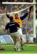 9 September 2001; Tipperary goalkeeper Brendan Cummins celebrates with Manager Nicky English. Tipperary v Galway, All-Ireland Senior Hurling Championship Final, Croke Park, Dublin. Photo by Ray McManus/Sportsfile