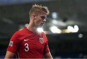 7 September 2020; Kristoffer Ajer of Norway during the UEFA Nations League B match between Northern Ireland and Norway at the National Football Stadium at Windsor Park in Belfast. Photo by Stephen McCarthy/Sportsfile