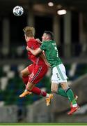 7 September 2020; Erling Braut Haaland of Norway in action against Michael Smith of Northern Ireland during the UEFA Nations League B match between Northern Ireland and Norway at the National Football Stadium at Windsor Park in Belfast. Photo by Stephen McCarthy/Sportsfile