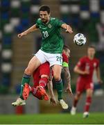7 September 2020; Craig Cathcart of Northern Ireland in action against Stefan Johansen of Norway during the UEFA Nations League B match between Northern Ireland and Norway at the National Football Stadium at Windsor Park in Belfast. Photo by Stephen McCarthy/Sportsfile