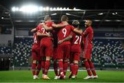 7 September 2020; Norway players celebrate after Alexander Sørloth scored their side's fourth goal during the UEFA Nations League B match between Northern Ireland and Norway at the National Football Stadium at Windsor Park in Belfast. Photo by Stephen McCarthy/Sportsfile