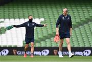 11 September 2020; Jamison Gibson-Park, left, and Devin Toner arrive for the Leinster Rugby captains run at the Aviva Stadium in Dublin. Photo by Ramsey Cardy/Sportsfile