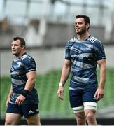11 September 2020; James Ryan, right, and Cian Healy during the Leinster Rugby captains run at the Aviva Stadium in Dublin. Photo by Ramsey Cardy/Sportsfile