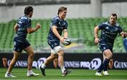 11 September 2020; Josh van der Flier, centre, Hugo Keenan, left, and Cian Healy during the Leinster Rugby captains run at the Aviva Stadium in Dublin. Photo by Ramsey Cardy/Sportsfile