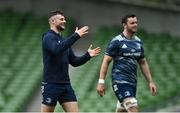11 September 2020; Robbie Henshaw, left, and James Ryan during the Leinster Rugby captains run at the Aviva Stadium in Dublin. Photo by Ramsey Cardy/Sportsfile