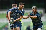 11 September 2020; Ross Byrne, left, and Caelan Doris during the Leinster Rugby captains run at the Aviva Stadium in Dublin. Photo by Ramsey Cardy/Sportsfile
