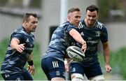 11 September 2020; Rory O'Loughlin, centre, Cian Healy, left, and James Ryan during the Leinster Rugby captains run at the Aviva Stadium in Dublin. Photo by Ramsey Cardy/Sportsfile