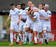 11 September 2020; Waterford players celebrate after Tyreke Wilson scored their second goal during the SSE Airtricity League Premier Division match between Bohemians and Waterford at Dalymount Park in Dublin. Photo by Stephen McCarthy/Sportsfile