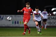 11 September 2020; Mark Byrne of Shelbourne in action against Darragh Leahy of Dundalk during the SSE Airtricity League Premier Division match between Dundalk and Shelbourne at Oriel Park in Dundalk, Louth. Photo by Ben McShane/Sportsfile