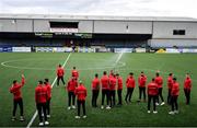 11 September 2020; Shelbourne players inspect the pitch ahead of the SSE Airtricity League Premier Division match between Dundalk and Shelbourne at Oriel Park in Dundalk, Louth. Photo by Ben McShane/Sportsfile