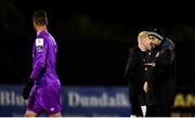 11 September 2020; Dundalk interim head coach Filippo Giovagnoli, right, consoles Shelbourne goalkeeper Colin McCabe following the SSE Airtricity League Premier Division match between Dundalk and Shelbourne at Oriel Park in Dundalk, Louth. Photo by Ben McShane/Sportsfile