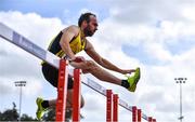 12 September 2020; Martin Mooney of Inishowen AC, Donegal, competing in the 110m Hurdles event of the M35 Men's Pentathlon during day one of the Irish Life Health Combined Event Championships at Morton Stadium in Santry, Dublin. Photo by Sam Barnes/Sportsfile