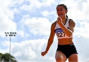 12 September 2020; Lara O'Byrne of Donore Harriers, Dublin, celebrates a clearance whilst competing in the High Jump event of the Senior Women's Heptathlon  during day one of the Irish Life Health Combined Event Championships at Morton Stadium in Santry, Dublin. Photo by Sam Barnes/Sportsfile