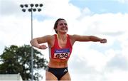 12 September 2020; Anna McCauley of City of Lisburn AC, Down, celebrates a clearance whilst competing in the High Jump event of the Senior Women's Heptathlon  during day one of the Irish Life Health Combined Event Championships at Morton Stadium in Santry, Dublin. Photo by Sam Barnes/Sportsfile