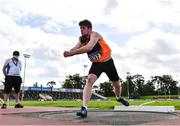 12 September 2020; Darragh Miniter of Nenagh Olympic AC, Tipperary, competing in the Shot Put event of the Junior Men's Decathlon  during day one of the Irish Life Health Combined Event Championships at Morton Stadium in Santry, Dublin. Photo by Sam Barnes/Sportsfile