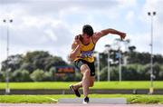 12 September 2020; Troy McConville of North Down AC, competing in the Shot Put event of the Junior  Men's Decathlon during day one of the Irish Life Health Combined Event Championships at Morton Stadium in Santry, Dublin. Photo by Sam Barnes/Sportsfile