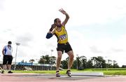 12 September 2020; Martin Mooney of Inishowen AC, Donegal, competing in the Shot Put event of the M35 Men's Pentathlon  during day one of the Irish Life Health Combined Event Championships at Morton Stadium in Santry, Dublin. Photo by Sam Barnes/Sportsfile