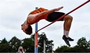 12 September 2020; Joseph McEvoy of Nenagh Olympic AC, Tipperary, competing in the High Jump event of the Junior Men's Decathlon during day one of the Irish Life Health Combined Event Championships at Morton Stadium in Santry, Dublin. Photo by Sam Barnes/Sportsfile