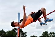 12 September 2020; Darragh Miniter of Nenagh Olympic AC, Tipperary, competing in the High Jump event of the Junior Men's Decathlon during day one of the Irish Life Health Combined Event Championships at Morton Stadium in Santry, Dublin. Photo by Sam Barnes/Sportsfile