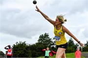 12 September 2020; Rosemary Gibson of Blackrock AC, Louth, competing in the Shot Put event of the W45 Women's Pentathlon  during day one of the Irish Life Health Combined Event Championships at Morton Stadium in Santry, Dublin. Photo by Sam Barnes/Sportsfile