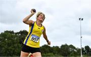 12 September 2020; Rosemary Gibson of Blackrock AC, Louth, competing in the Shot Put event of the W45 Women's Pentathlon during day one of the Irish Life Health Combined Event Championships at Morton Stadium in Santry, Dublin. Photo by Sam Barnes/Sportsfile