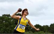12 September 2020; Erika Juozapaite of Blackrock AC, Louth, competing in the Shot Put event of the W40 Women's Pentathlon during day one of the Irish Life Health Combined Event Championships at Morton Stadium in Santry, Dublin. Photo by Sam Barnes/Sportsfile