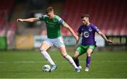 12 September 2020; Jake O'Brien of Cork City in action against Jack Byrne of Shamrock Rovers during the SSE Airtricity League Premier Division match between Cork City and Shamrock Rovers at Turners Cross in Cork. Photo by Stephen McCarthy/Sportsfile