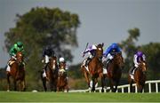 12 September 2020; Magical, centre, with Seamie Heffernan up, races alongside eventual second place and favourite Ghaiyyath, second from right, with William Buick up, on their way to winning the Irish Champion Stakes during day one of The Longines Irish Champions Weekend at Leopardstown Racecourse in Dublin. Photo by Seb Daly/Sportsfile