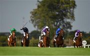 12 September 2020; Magical, centre, with Seamie Heffernan up, races alongside eventual second place and favourite Ghaiyyath, second from right, with William Buick up, on their way to winning the Irish Champion Stakes during day one of The Longines Irish Champions Weekend at Leopardstown Racecourse in Dublin. Photo by Seb Daly/Sportsfile