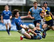 12 September 2020; Ruairi Shields of St Marys College is tackled by Andy Marks of UCD during the Leinster Senior Cup Round Two match between St Marys College and UCD at Templeville Road in Dublin. Photo by Ramsey Cardy/Sportsfile