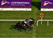 12 September 2020; Safe Voyage, far, with Colin Keane up, passes the post ahead of second place Sinawann, left, with Ronan Whelan up, to win the Clipper Logistics Boomerang Mile during day one of The Longines Irish Champions Weekend at Leopardstown Racecourse in Dublin. Photo by Seb Daly/Sportsfile